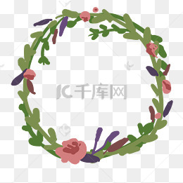 植物红花装饰花环