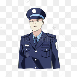 英俊帅气的男警察手绘
