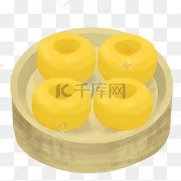 黄色圆形小吃插画