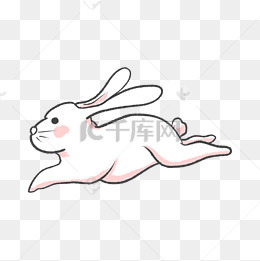 卡通可爱跳跃奔跑的兔子