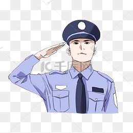 行礼的警察手绘插画