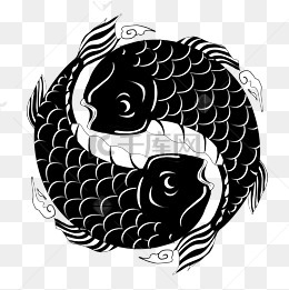 黑色的鱼纹身插画