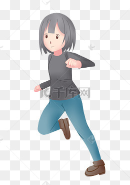 奔跑起步的运动少女