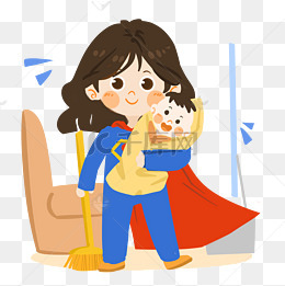 超人妈妈卡通可爱黄色系