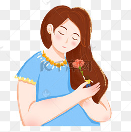 彩色长发母亲节元素