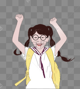 卡通手绘双马尾女孩