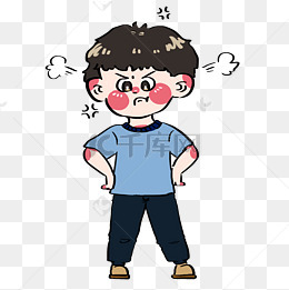 生气的卡通小男孩