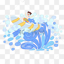 蓝色海浪浪花形状免抠