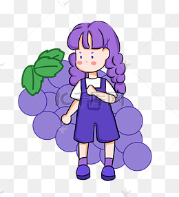 夏日葡萄女孩拟人卡通水果