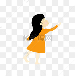 六一儿童节扁平卡通女孩伸手接物矢量图