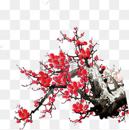 水墨风格梅花树枝素材图片免费下载_高清psd_千库网