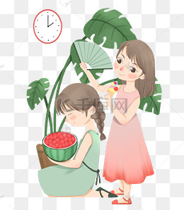夏季喝饮料小姐妹