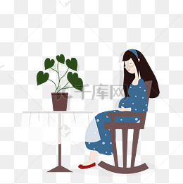 卡通女孩坐在椅子上免抠图