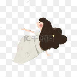 卡通长头发女孩免抠图