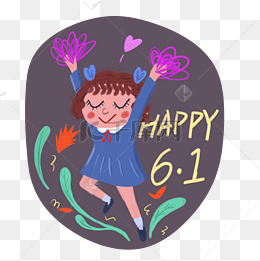 六一儿童节女孩手牵手免抠素材