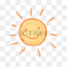 蜡笔风格微笑的小太阳