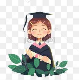 毕业季穿学士服女孩png素材