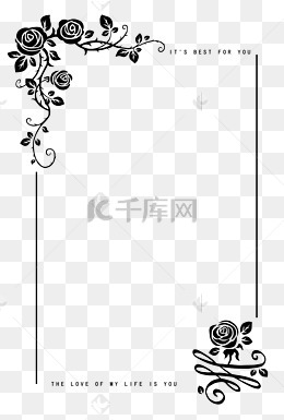 情人节黑色玫瑰藤蔓边框png素材