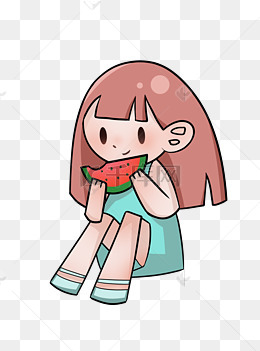 夏天夏季吃西瓜女孩
