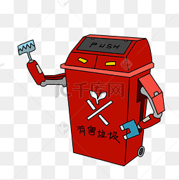 环保垃圾分类卡通不可回收有害垃圾机器人垃圾桶