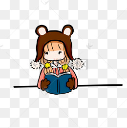 教育培训棕色卡通女孩看书