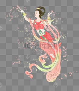 敦煌飞天天女司花牡丹仙子