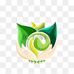 双手捧环保绿叶