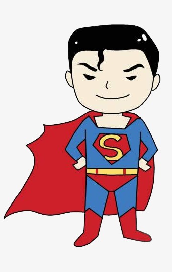 原创手绘卡通六一儿童节装扮超人的男孩