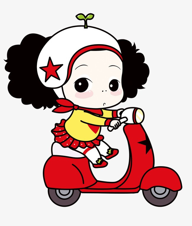 唯美卡通可爱小女孩骑摩托车