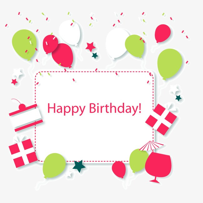 文案背景元素 生日快乐 气球 彩带点缀 矢量图 