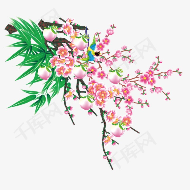 桃花树桃花桃树手绘