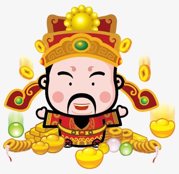 手绘国潮风财神设计元素