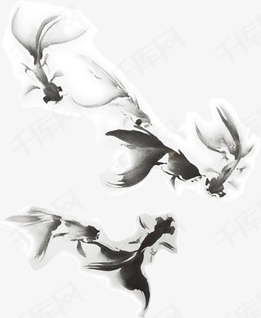 水墨画金鱼水墨画漂亮金鱼