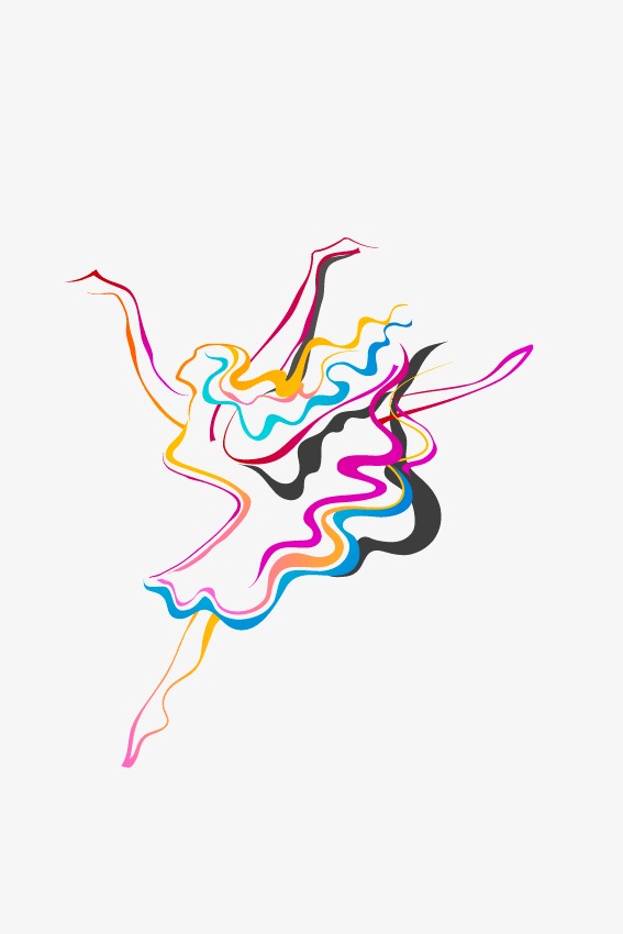 彩色曲线舞蹈人物动感剪影装饰矢量素材 分类:装饰元素 类目:其他