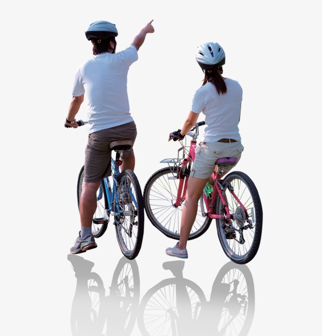 骑自行车停着看风景的情侣素材图片免费下载_
