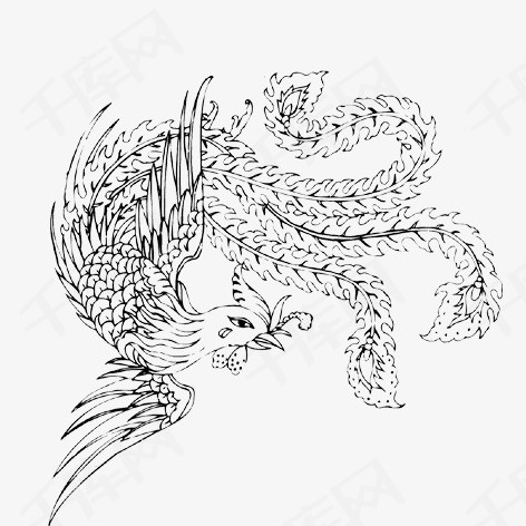 凤凰古风手绘水墨凤凰