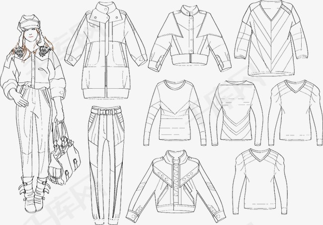 服装模特服装模特素描装饰