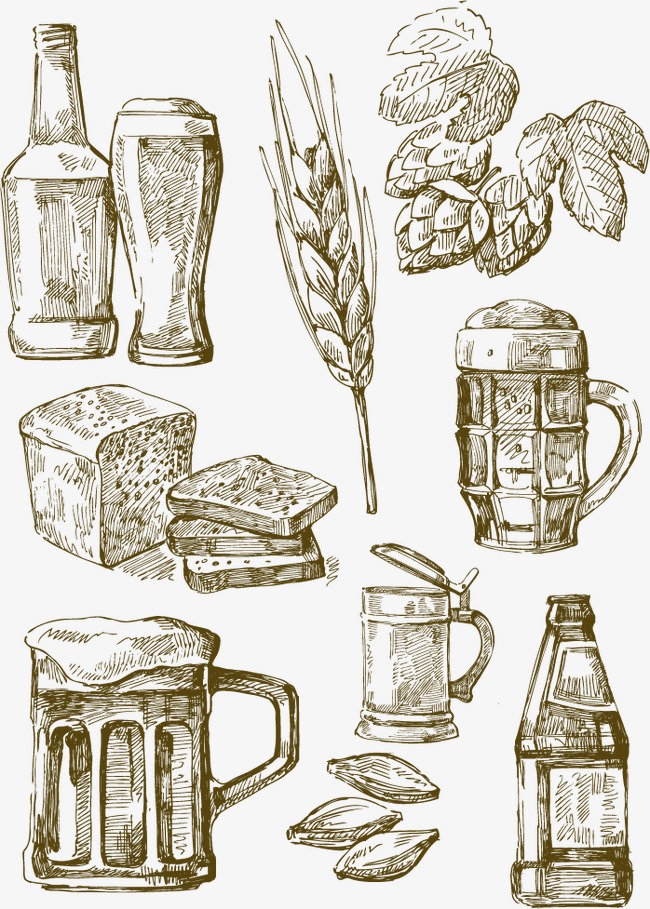 手绘啤酒矢量素材