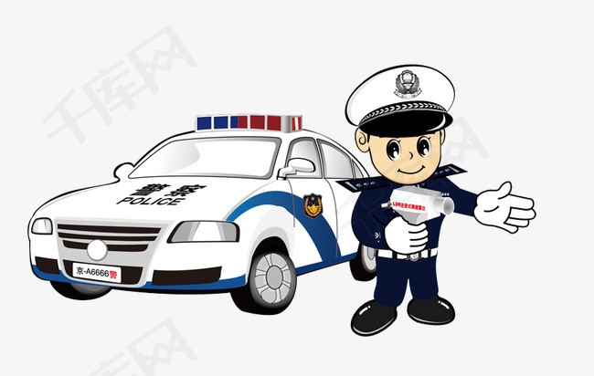 交警卡通交警警车
