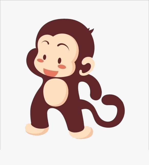 卡通手绘可爱小动物快乐围巾小猴子