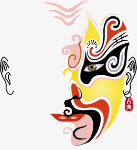 京剧脸谱中式复古传统金色中国风立体免抠元素