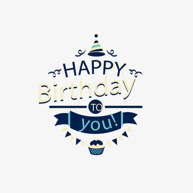 生日快乐艺术字贺卡矢量图