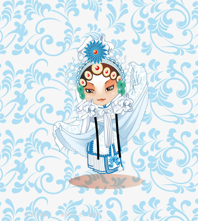 京剧人物卡通版矢量png素材-90设计