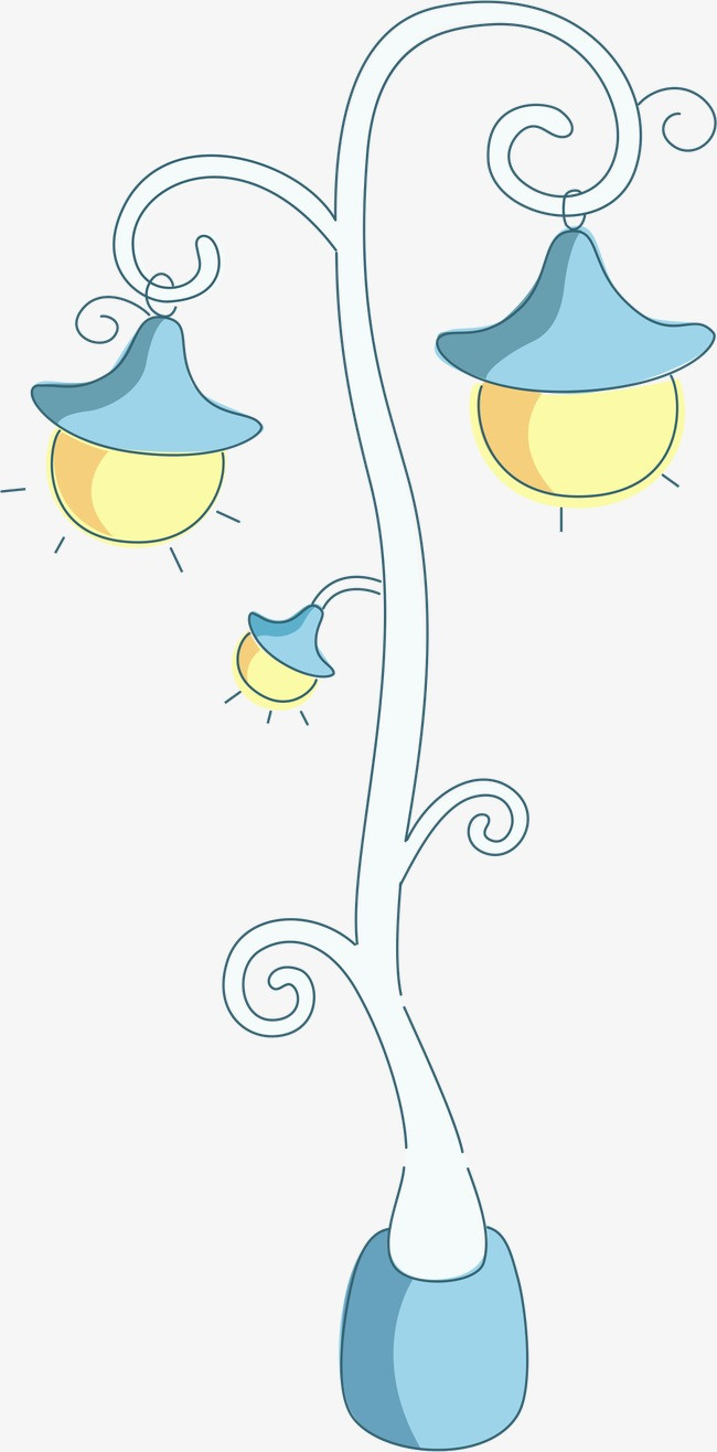 矢量 卡通 手绘 ai 蓝色 灯泡 路灯 线条 灯png免费下载