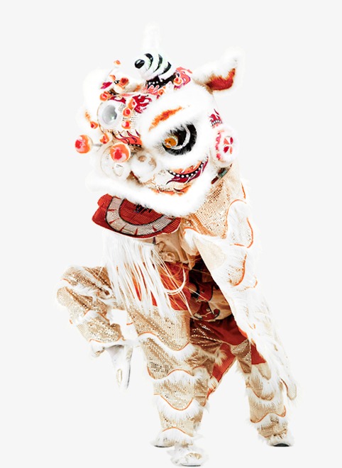 红色简约春节新年中式传统舞狮元素