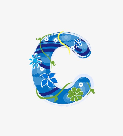 蓝色花纹字母c