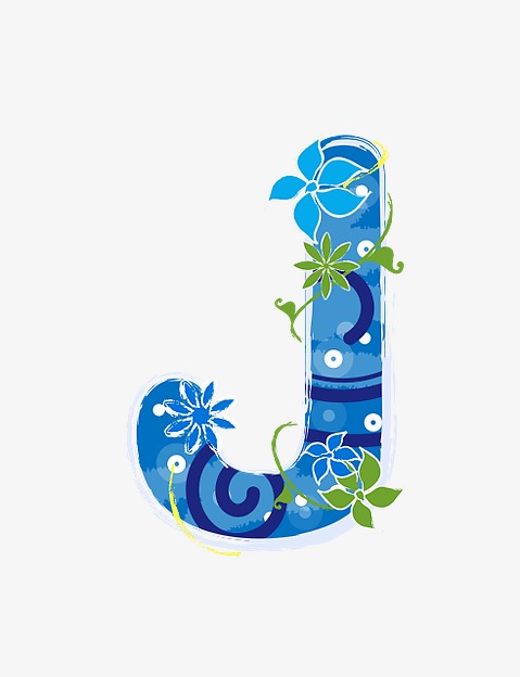 蓝色花纹字母j