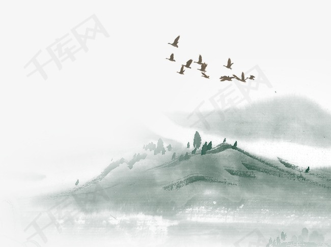 大雁大雁山水墨画
