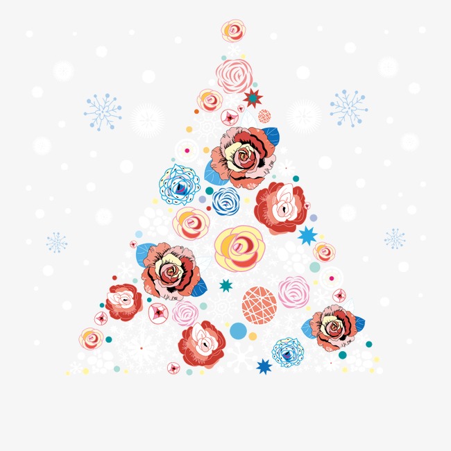 彩色手绘圣诞树装饰矢量图【高清装饰元素png素材】
