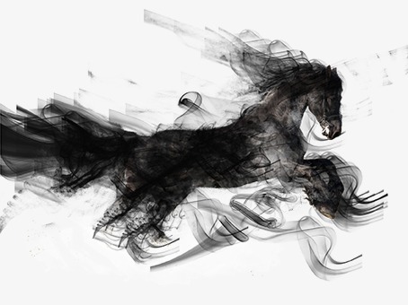 中国风水墨动物骏马插画
